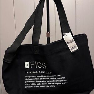 Figs Black Canvas Tote with White Logo